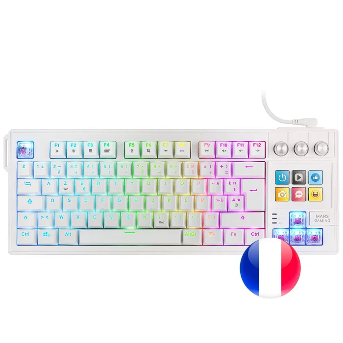 Mars Gaming MK-MASTER Teclado Mecánico TKL con SmartDeck y Switches Rojo Blanco Mars Gaming MK-MASTER Teclado Mecánico TKL con SmartDeck y Switches Rojo Blanco