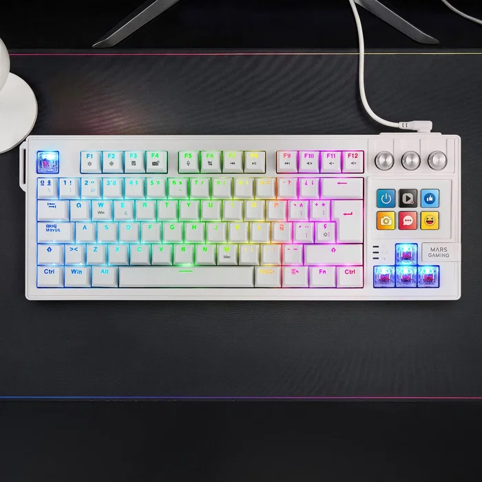 Mars Gaming MK-MASTER Teclado Mecánico TKL con SmartDeck y Switches Rojo Blanco Mars Gaming MK-MASTER Teclado Mecánico TKL con SmartDeck y Switches Rojo Blanco