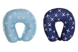 DKD Home Decor Cojín de Viaje de Poliester y Spandex, Pack de 2, Surtido Azul Marino y Celeste