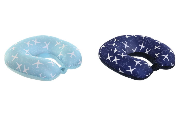 DKD Home Decor Cojín de Viaje de Poliester y Spandex, Pack de 2, Surtido Azul Marino y Celeste
