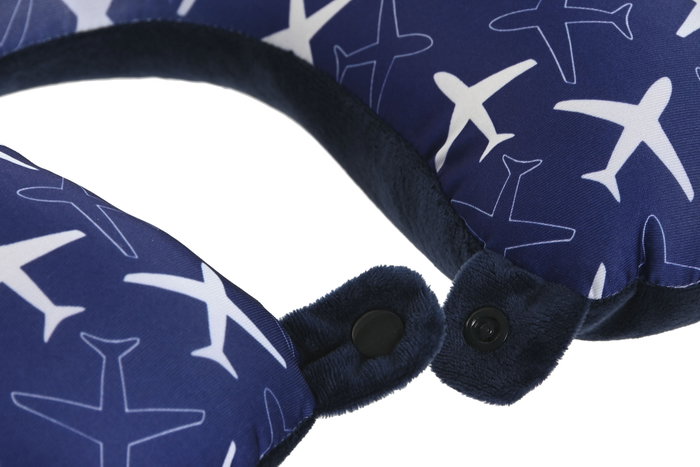 DKD Home Decor Cojín de Viaje de Poliester y Spandex, Pack de 2, Surtido Azul Marino y Celeste
