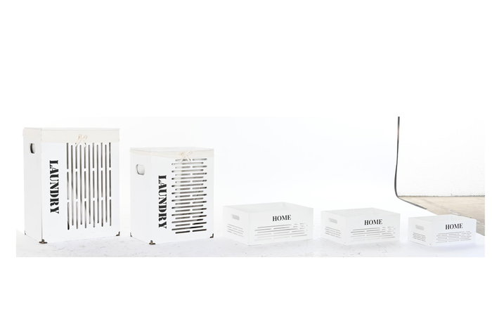 DKD Home Decor Set de 5 Cestas para la Ropa Blanco DKD Home Decor Set de 5 Cestas para la Ropa Blanco
