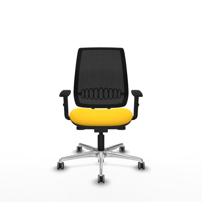 PIQUERAS Y CRESPO Silla de oficina Alares con mecanismo Traslack, malla negra y similpiel amarillo PIQUERAS Y CRESPO Silla de oficina Alares con mecanismo Traslack, malla negra y similpiel amarillo