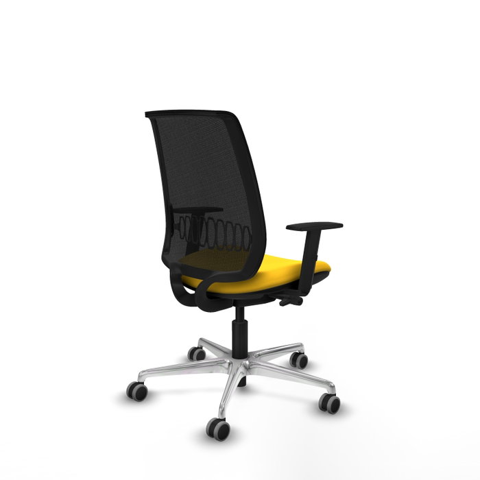 PIQUERAS Y CRESPO Silla de oficina Alares con mecanismo Traslack, malla negra y similpiel amarillo PIQUERAS Y CRESPO Silla de oficina Alares con mecanismo Traslack, malla negra y similpiel amarillo