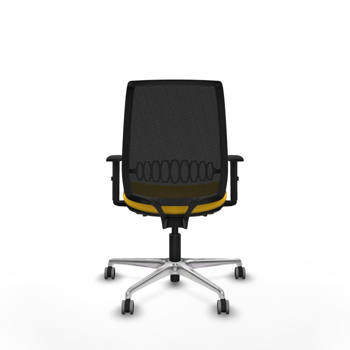 PIQUERAS Y CRESPO Silla de oficina Alares con mecanismo Traslack, malla negra y similpiel amarillo PIQUERAS Y CRESPO Silla de oficina Alares con mecanismo Traslack, malla negra y similpiel amarillo
