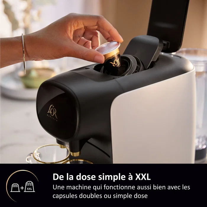 Philips Cafetera de Cápsulas LM9012/00 Sublime Gold Blanco Satinado