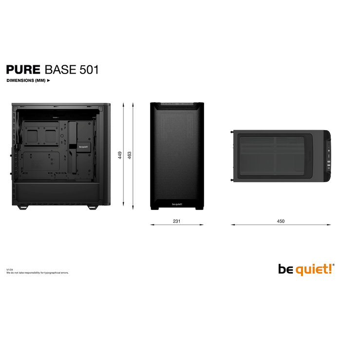 be quiet! PURE BASE 501 Airflow Black Midi Tower Negro