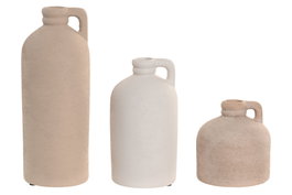 DKD Home Decor Set de 3 Jarrones de Gres Multicolor con Acabado Rugoso