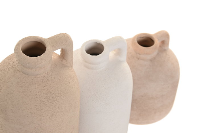 DKD Home Decor Set de 3 Jarrones de Gres Multicolor con Acabado Rugoso