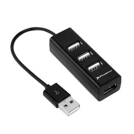 Phoenix Hub USB Portátil 4 Puertos USB 2.0, Conexión Simultánea, Compacto con Cable Flexible 12 cm, Plug and Play, Compatible Windows