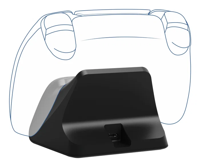 Trust GXT 255 Soporte de Carga Rápida para PS5 con LED, Base para DualSense, Negro, Cable USB-C Incluido