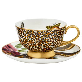 Spode Taza Té con Plato 200 Ml Creatures Leopardo Oro 22k