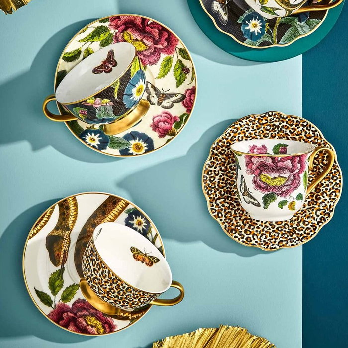 Spode Taza Té con Plato 200 Ml Creatures Leopardo Oro 22k Spode Taza Té con Plato 200 Ml Creatures Leopardo Oro 22k