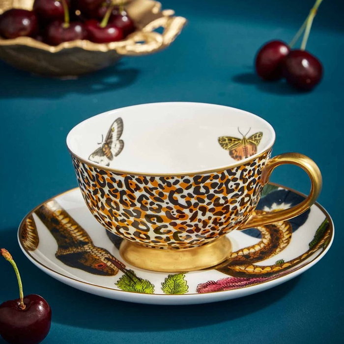 Spode Taza Té con Plato 200 Ml Creatures Leopardo Oro 22k Spode Taza Té con Plato 200 Ml Creatures Leopardo Oro 22k