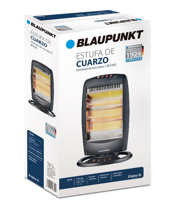 Blaupunkt Estufa de Cuarzo con 3 Tubos y Función Oscilante 1200W
