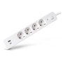 ENTAC Regleta de enchufes 4 salidas CA, 1 USB-A y 1 USB-C, 1,5 m, Blanco