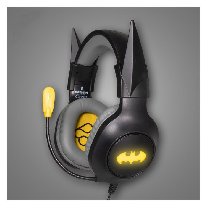Fr-tec Batman Auriculares Gaming con Micrófono - Plegables - Diadema Ajustable - Almohadillas Acolchadas - Iluminación LED