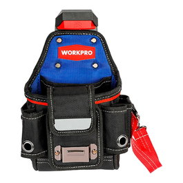 Workpro Bolsa Pequeña para Electricista, Poliéster 1800D, Varios Bolsillos, Tira Reflectante, 210 x 120 x 280 mm