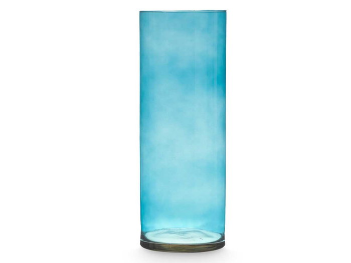 Giftdecor Jarrón de Cristal Cilindro Turquesa 15cm x 40cm