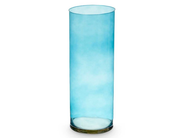 Giftdecor Jarrón de Cristal Cilindro Turquesa 15cm x 40cm