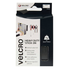 VELCRO VEL-EC60239 Cinta de velcro autoadhesiva extra fuerte, 50 mm x 100 mm, Negro, 2 unidades