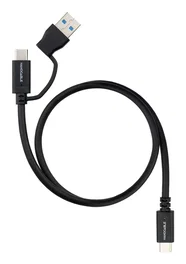 Nanocable Cable USB-C+USB-A/M-USB-C/M 3.2 Gen2 60W 4K 2m Negro