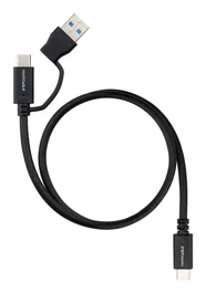 Nanocable Cable USB-C/A a USB-C 3.2 Gen 2, 10 Gbps, 60W, 4K@60Hz, 2 m, Cabezales Intercambiables, Negro - 10.01.4802