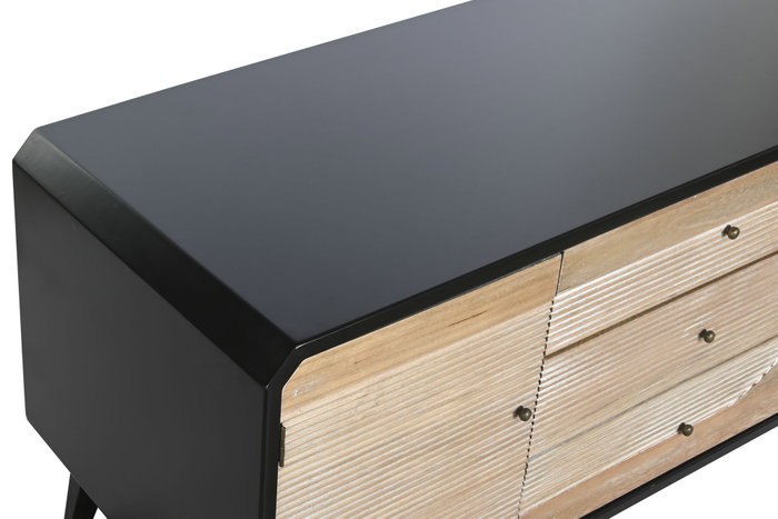 DKD Home Decor Mueble TV Moderno Negro Natural 120 x 58 x 50 cm