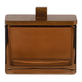 Andrea House ba73066 Caja decorativa de cristal y madera de acacia marrón 11,5 x 6 x 10,5 cm