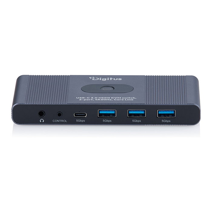 Digitus Conmutador KVM USB-C 3.0 HDMI, 2 Puertos, 4K Ultra HD a 60Hz, Aluminio Gris, 3840x2160
