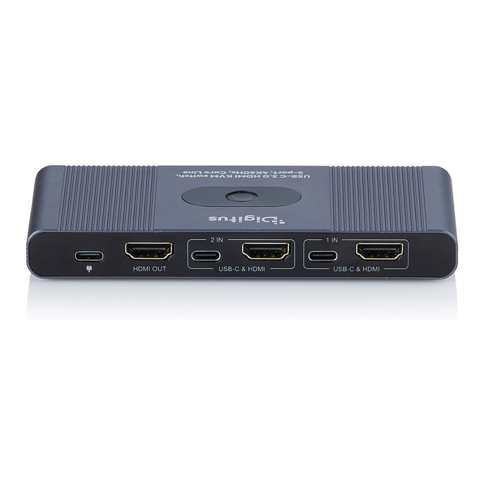 Digitus Conmutador KVM USB-C 3.0 HDMI, 2 Puertos, 4K Ultra HD a 60Hz, Aluminio Gris, 3840x2160