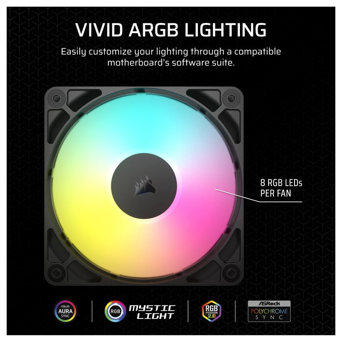 Corsair RS120 ARGB Ventilador de caja 120mm Negro