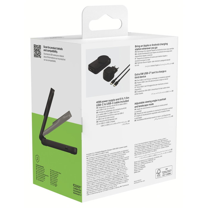 Belkin UltraCharge 25W Qi2 Cargador inalámbrico 2 en 1 WIZ038kqBK Negro