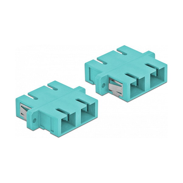 DeLOCK Acoplador de Fibra Óptica SC Duplex Hembra a Hembra Multimodo OM3 4 Piezas Azul