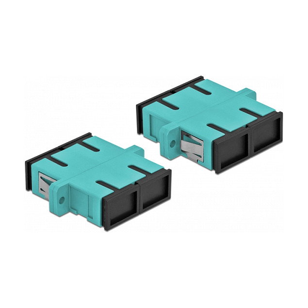 DeLOCK Acoplador de Fibra Óptica SC Duplex Hembra a SC Duplex Hembra Multimodo OM3, 4 Unidades, Azul Claro DeLOCK Acoplador de Fibra Óptica SC Duplex Hembra a SC Duplex Hembra Multimodo OM3, 4 Unidades, Azul Claro