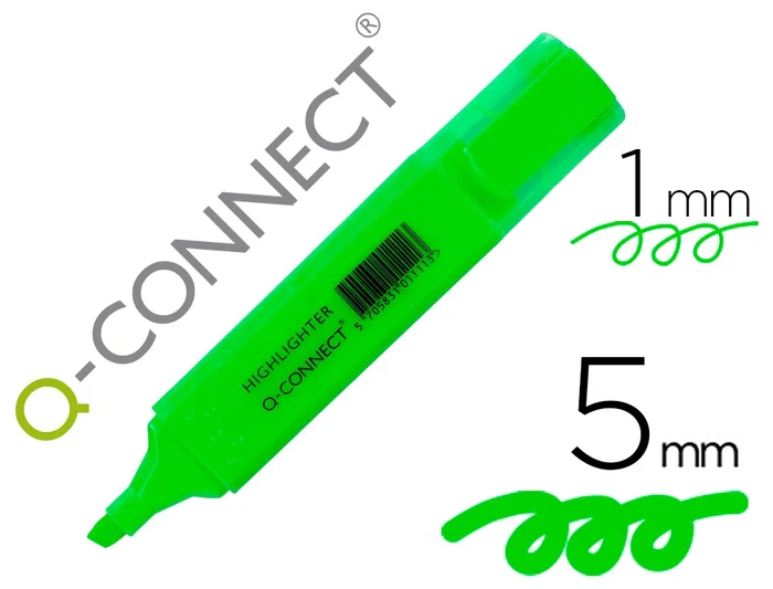 Q-connect Rotulador fluorescente verde punta biselada 1-5 mm Q-connect Rotulador fluorescente verde punta biselada 1-5 mm