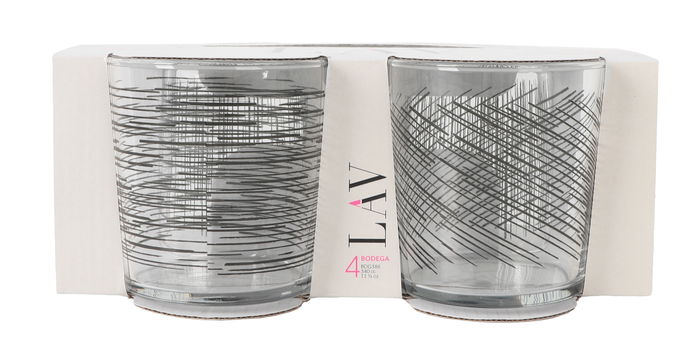 LAV Set 4 Vasos Pinta 340cc Black Li (6 Cajas)