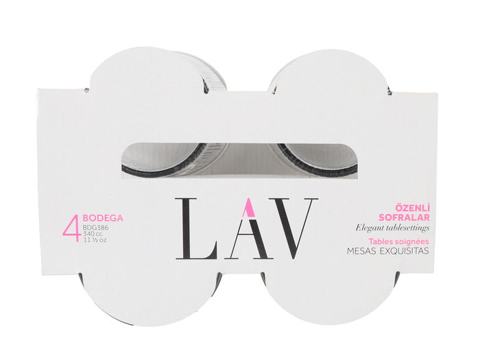 LAV Set 4 Vasos Pinta 340cc Black Li (6 Cajas)