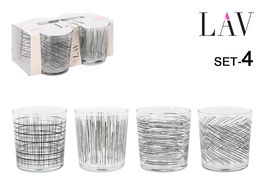 LAV Set 4 Vasos Pinta 340cc Black Li (6 Cajas)