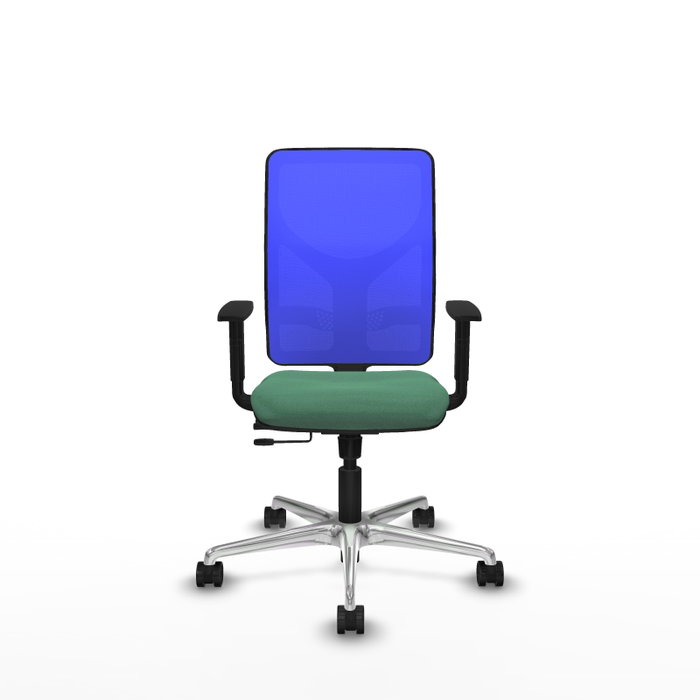 PIQUERAS Y CRESPO Silla de oficina Motilla con mecanismo Sincro/Traslack, Tela Verde esmeralda y Malla Azul
