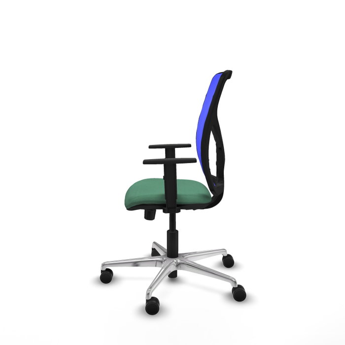 PIQUERAS Y CRESPO Silla de oficina Motilla con mecanismo Sincro/Traslack, Tela Verde esmeralda y Malla Azul