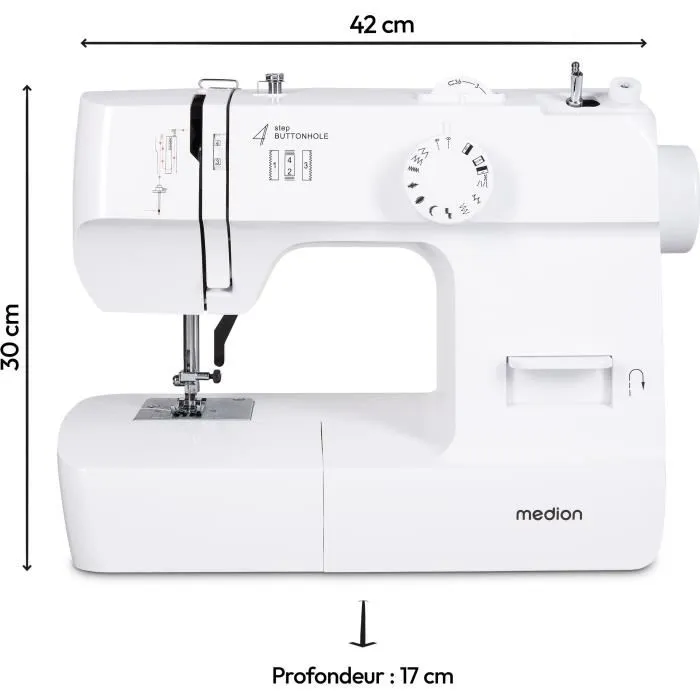 Medion SM 70 - Máquina de coser con 12 puntadas, LED y 700 rpm - Blanco Medion SM 70 - Máquina de coser con 12 puntadas, LED y 700 rpm - Blanco