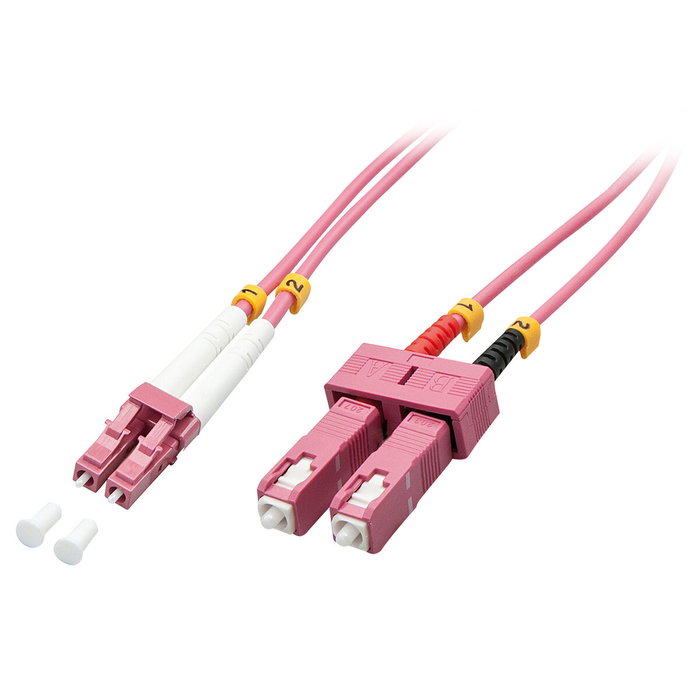 Lindy 46362 Cable de fibra óptica OM4 3 m LC SC Rosa