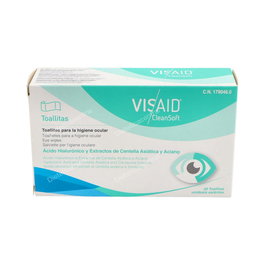 Visaid 20 Toallitas Cleansoft Higiene Párpados y Pestañas con Ácido Hialurónico y Extractos de Aciano y Centella Asiática