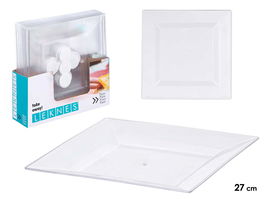 Leknes Plato Cuadrado Grande Transparente 27x27 cm Plástico (Set de 48)