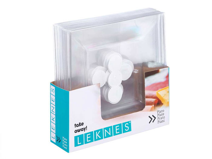 Leknes Plato Cuadrado Grande Transparente 27x27 cm Plástico (Set de 48)