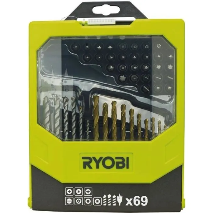 Ryobi 69 Accesorios para Taladrar y Atornillar: Madera, Mampostería, Metal y Puntas Mixtas Ryobi 69 Accesorios para Taladrar y Atornillar: Madera, Mampostería, Metal y Puntas Mixtas