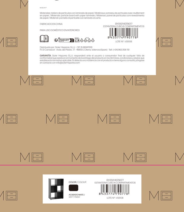 Inde Estantería Cubo con 6 Compartimentos, Mueble de Almacenamiento, Dimensiones: 61.2 x 29.7 x 91.2 cm, Peso: 13.60 kg Inde Estantería Cubo con 6 Compartimentos, Mueble de Almacenamiento, Dimensiones: 61.2 x 29.7 x 91.2 cm, Peso: 13.60 kg