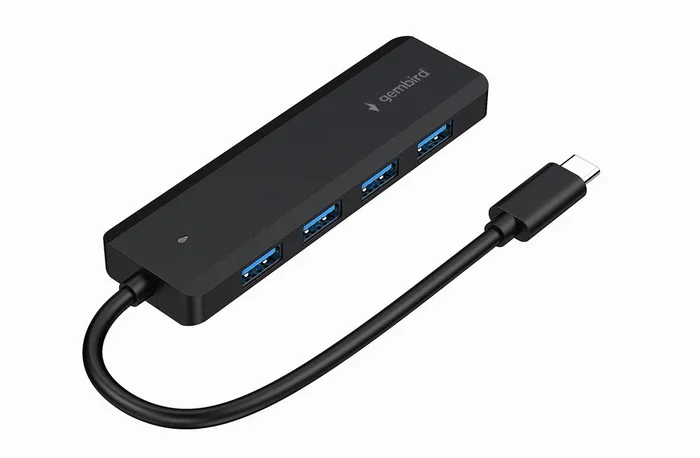 Gembird UHB-CM-U3P4P-01 Hub USB 3.2 Gen 1 (5 Gbps) Tipo C con 4 Puertos USB 3.1 Type-A para Ordenador - Negro