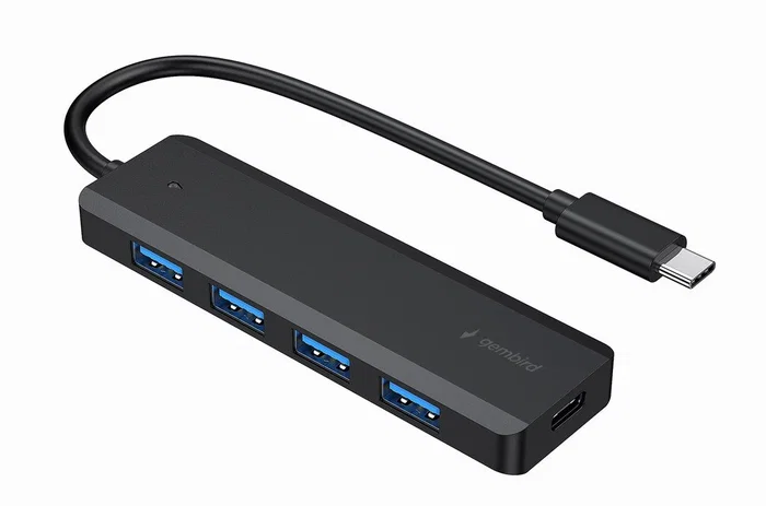 Gembird UHB-CM-U3P4P-01 Hub USB 3.2 Gen 1 (5 Gbps) Tipo C con 4 Puertos USB 3.1 Type-A para Ordenador - Negro